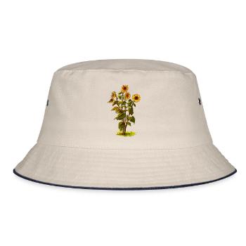 Sonnenblume - Bucket Hat - Natur/Navy - Vorne