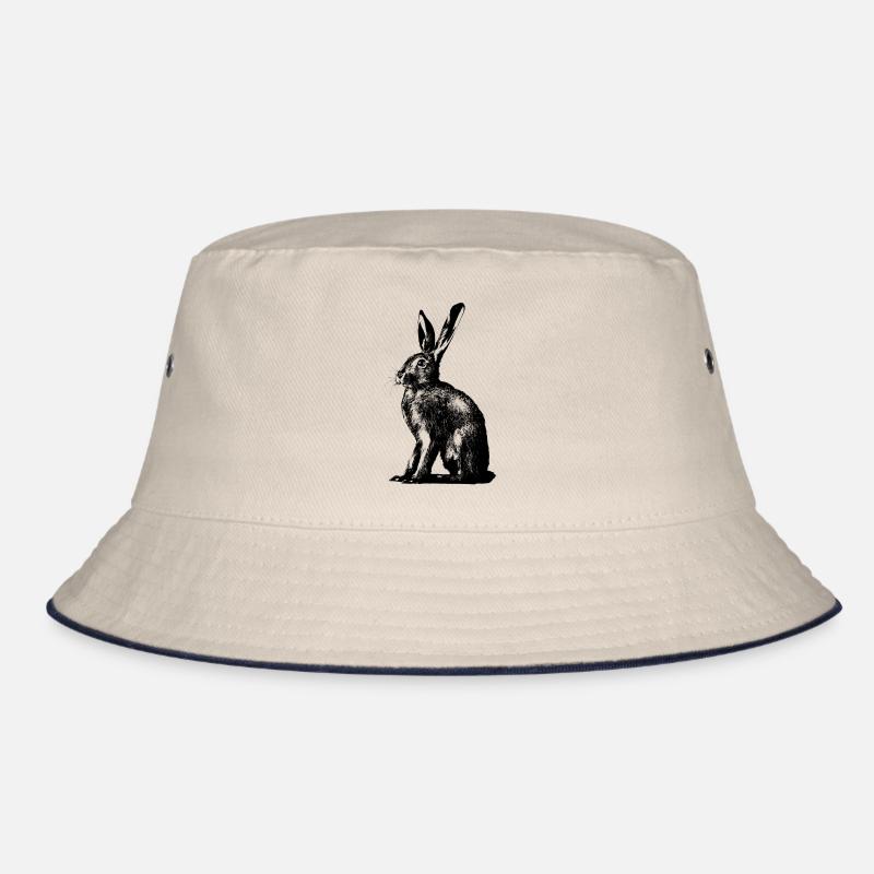 Lepre / coniglio europeo - Cappello alla pescatora - naturale/navy