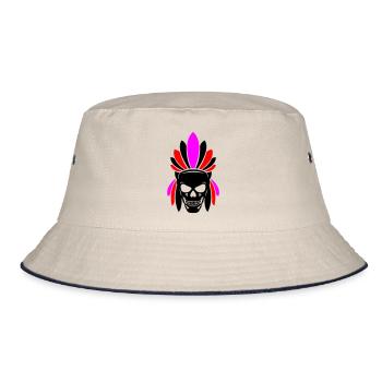 indianer skull - Bucket Hat - Natur/Navy - Vorne