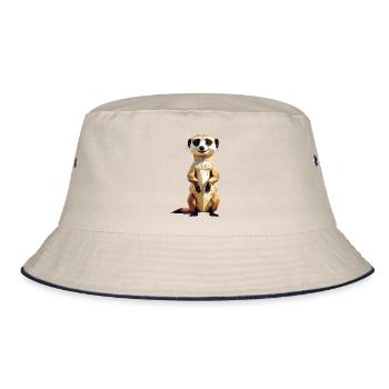 Polygon Erdmännchen – Lustiges Tierdesign - Bucket Hat - Natur/Navy - Vorne