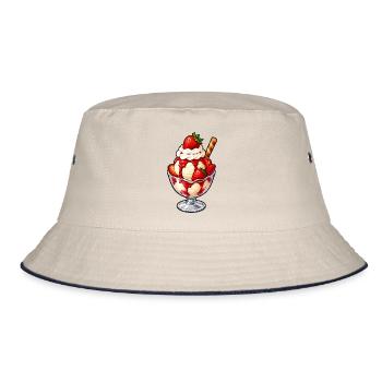 Erdbeer Sundae Glanz - Bucket Hat - Natur/Navy - Vorne