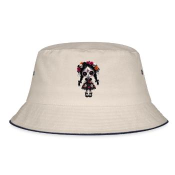 Halloween Dia de los muertos Puppe Kawaii gothic - Bucket Hat - Natur/Navy - Vorne