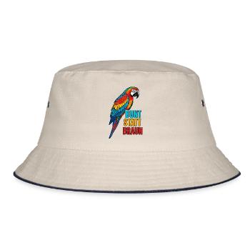 Papagei – Bunt statt braun - Bucket Hat - Natur/Navy - Vorne