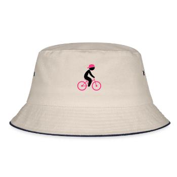 Un cycliste monte sur son vélo - Bob - blanc cassé/bleu marine - Devant