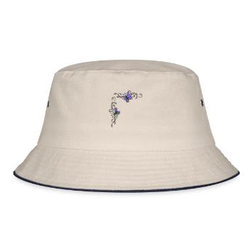 Butterflies with flower tendrils - Bucket Hat - ecru/navy - Front