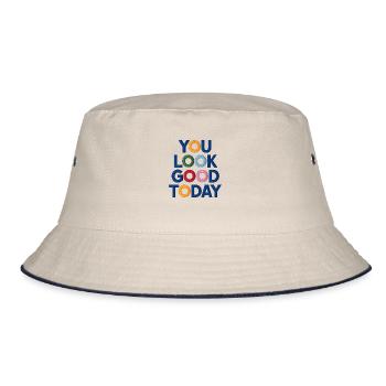 Du siehst heute gut aus bestickt - Bucket Hat - Natur/Navy - Vorne
