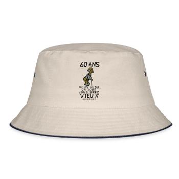 60 year old man birthday humou - Bucket Hat - ecru/navy - Front