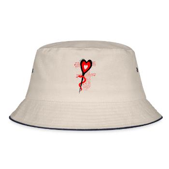 Medizinisches Herz - Bucket Hat - Natur/Navy - Vorne