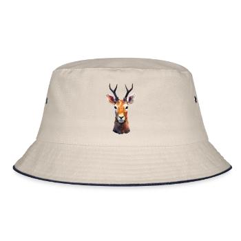 Hirsch und Reh Polygon Kunst Design - Bucket Hat - Natur/Navy - Vorne