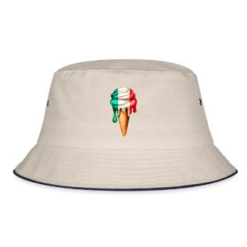 Italien Eiswaffel - Bucket Hat - Natur/Navy - Vorne