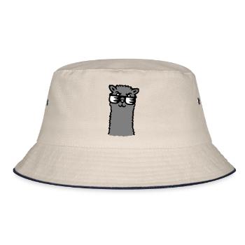 Lama Cool Sonnenbrille Alpaka Selbstgefällig Kerl - Bucket Hat - Natur/Navy - Vorne