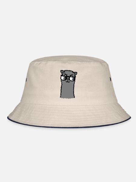 Lama Cool Sunglasses Alpaca Smug Guy - Bucket Hat - ecru/navy - Front