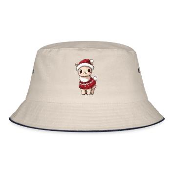 Alpaka Llama Weihnachten - Bucket Hat - Natur/Navy - Vorne