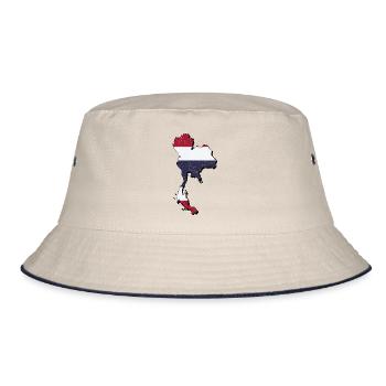 Thailand Karte mit der thailändischen Flagge - Bucket Hat - Natur/Navy - Vorne