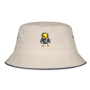 Huhn im Mech Anzug, Futuristisches Roboter-Design - Bucket Hat - Natur/Navy - Vorne