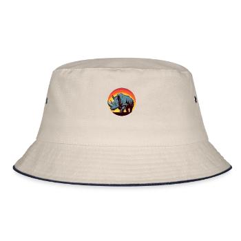 Rhinoceros Sunset Round - Bucket Hat - ecru/navy - Front