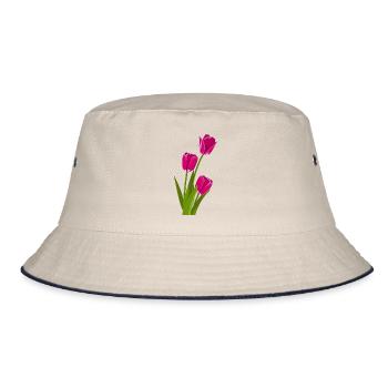 Tulpe Geschenk Geschenkidee - Bucket Hat - Natur/Navy - Vorne