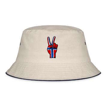 Norway Flag Peace Victory Symbol - Bucket Hat - ecru/navy - Front