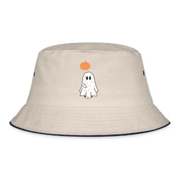 Cute Heart Ghost - Bucket Hat - ecru/navy - Front