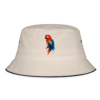 Perroquet ara macao aquarelle oiseau coloré - Bob - blanc cassé/bleu marine - Devant