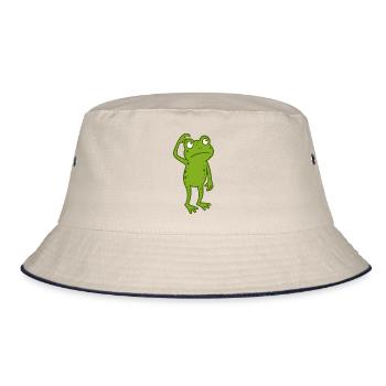 Frosch verwirrt  - Bucket Hat - Natur/Navy - Vorne