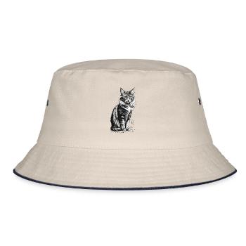 Edle Katze sitzend - Bucket Hat - Natur/Navy - Vorne