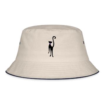 retro cat silhouette by Patjila - Bucket Hat - ecru/navy - Front