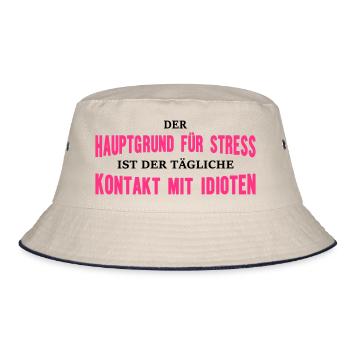 Hauptgrund für Stress - Bucket Hat - Natur/Navy - Vorne