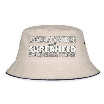 Lagerlogistiker Superheld - Bucket Hat - Natur/Navy - Vorne