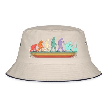 Evolution zum IT-Mitarbeiter - Bucket Hat - Natur/Navy - Vorne