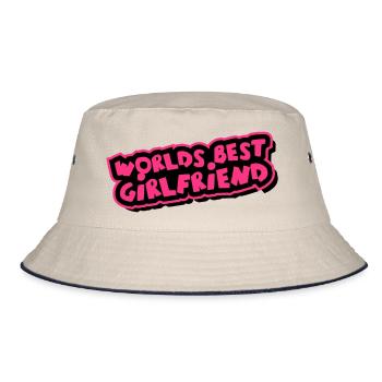 Worlds best Girlfriend Comic Cartoon - Bucket Hat - ecru/navy - Front