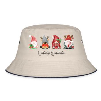 Vier Festliche Weihnachtswichtel - Bucket Hat - Natur/Navy - Vorne