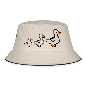 Pixel Ducks - Bucket Hat - ecru/navy - Front