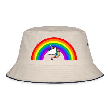 Regenbogen Einhorn - Bucket Hat - Natur/Navy - Vorne
