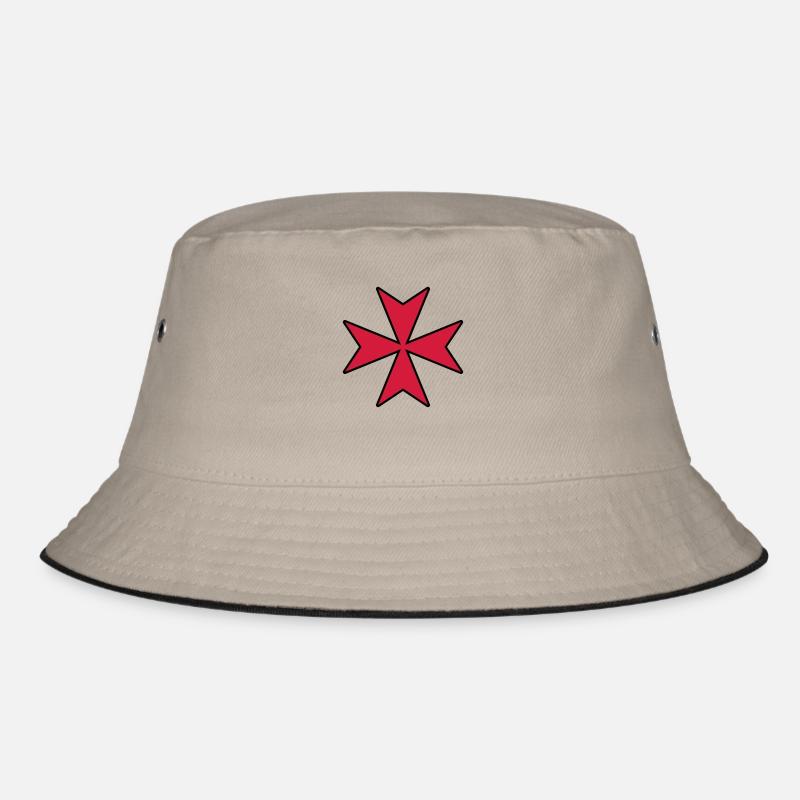 Maltese Cross - Bucket Hat - khaki/black