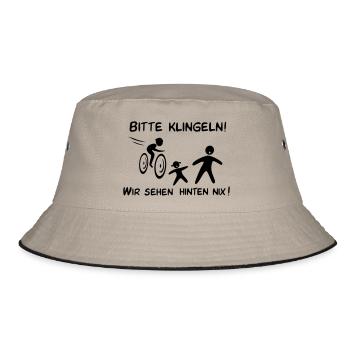 Bitte klingeln! Radfahrer-Hund - Bucket Hat - Khaki/Schwarz - Vorne