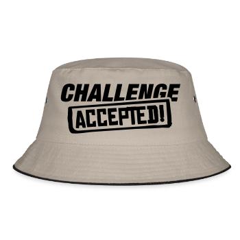 challenge_accepted_ak1 - Bucket Hat - Khaki/Schwarz - Vorne