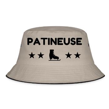 Eislaufen Eisläufer Sport Sportler Spieler - Bucket Hat - Khaki/Schwarz - Vorne