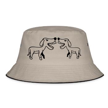 2 dogs bark loudly at Nasty Fight Biting Team - Bucket Hat - khaki/black - Front