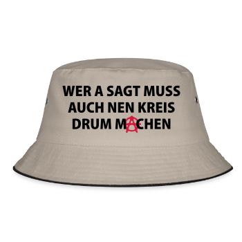 wer_a_sagt - Bucket Hat - Khaki/Schwarz - Vorne