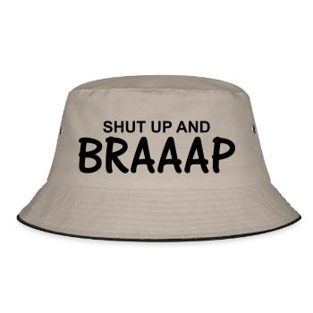 Halt die Klappe und Braaap - Bucket Hat - Khaki/Schwarz - Vorne