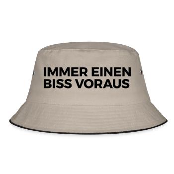 immer einen Biss voraus - Bucket Hat - Khaki/Schwarz - Vorne