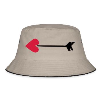 arrow heart love amor 8022 - Bucket Hat - Khaki/Schwarz - Vorne