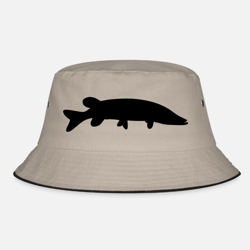 Fish silhouette pike - Bucket Hat - khaki/black