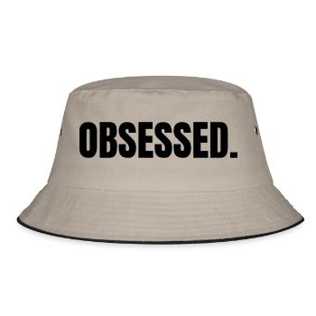 OBSESSED | Motivation gift idea - Bucket Hat - khaki/black - Front