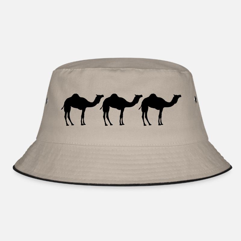 Kamele Karawane Wüste Drei Schwarz Cool Silhouette - Bucket Hat - Khaki/Schwarz