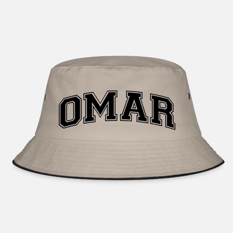 omar name arched college style text Bucket Hat