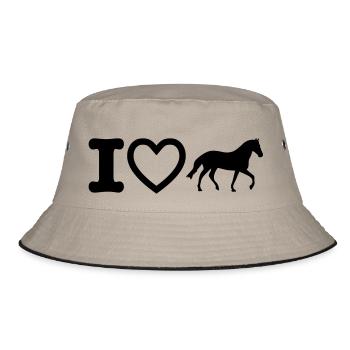 i love horse - Bucket Hat - Khaki/Schwarz - Vorne