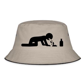 drink_and_puke - Bucket Hat - Khaki/Schwarz - Vorne