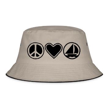 Peace, Love & Sailing - Bucket Hat - khaki/black - Front